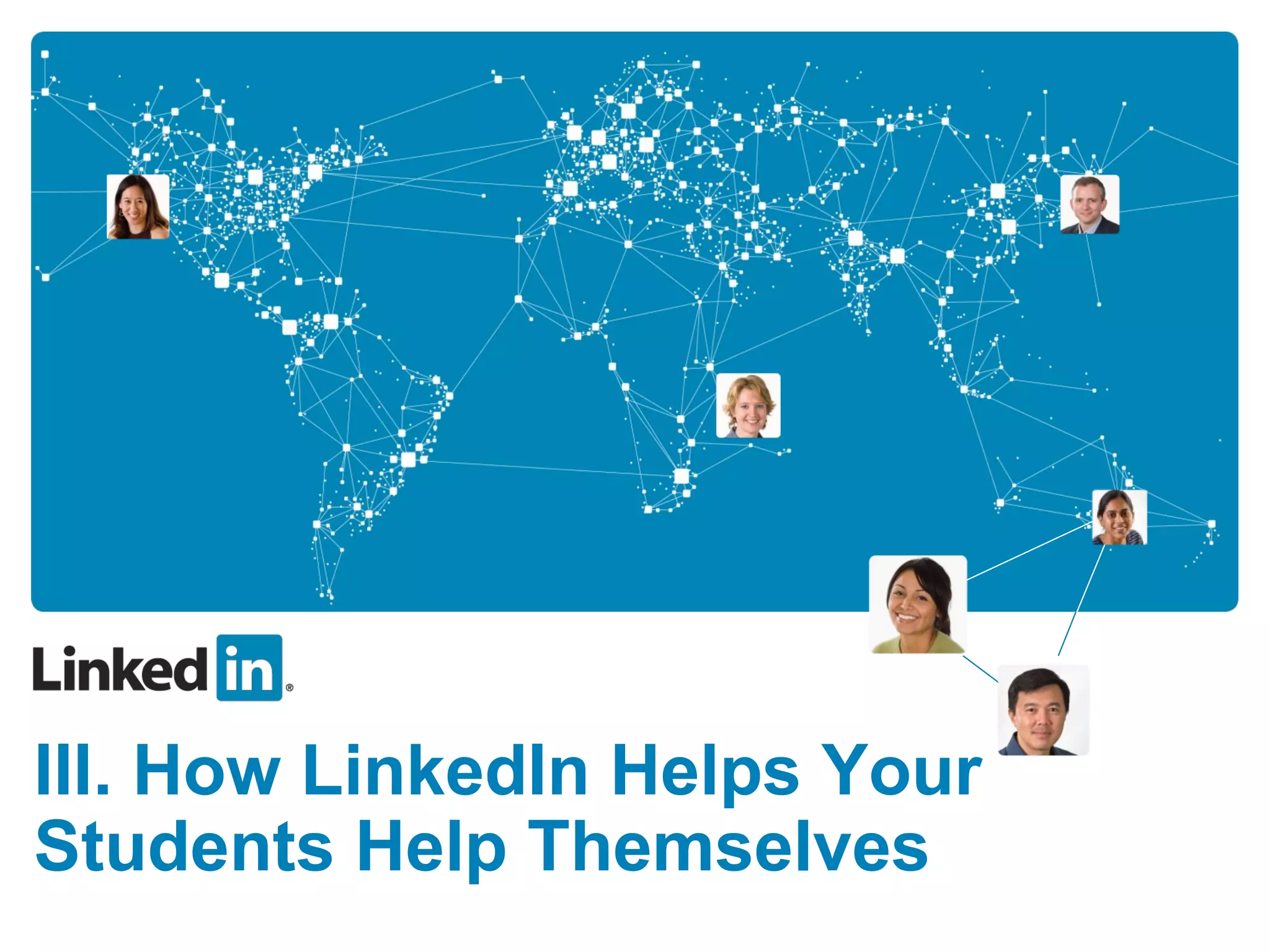 III. How LinkedIn Helps Your
Students Help Themselves
 