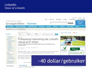 LinkedIn Value of LinkedIn ~40 dollar/gebruiker 