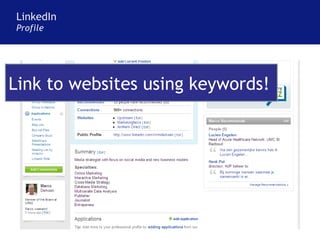LinkedIn Profile Link to websites using keywords! 