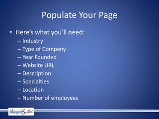 Build a company page on LI | PPT