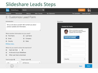 Slideshare	Leads	Steps	
 