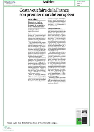 Costa vuole fare della Francia il suo primo mercato europeo
01-OTT-2015
foglio 1
pagina 25
Servizio Stampa e Comunicazione Istituzionale
 