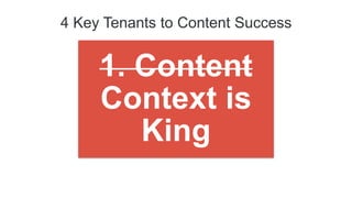 4 Key Tenants to Content Success
1. Content
Context is
King
 