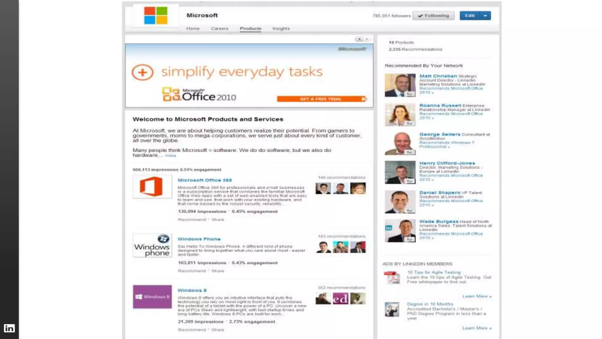 Products or Services page
 