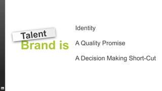 Identity
A Quality Promise
A Decision Making Short-Cut
Brand is
 