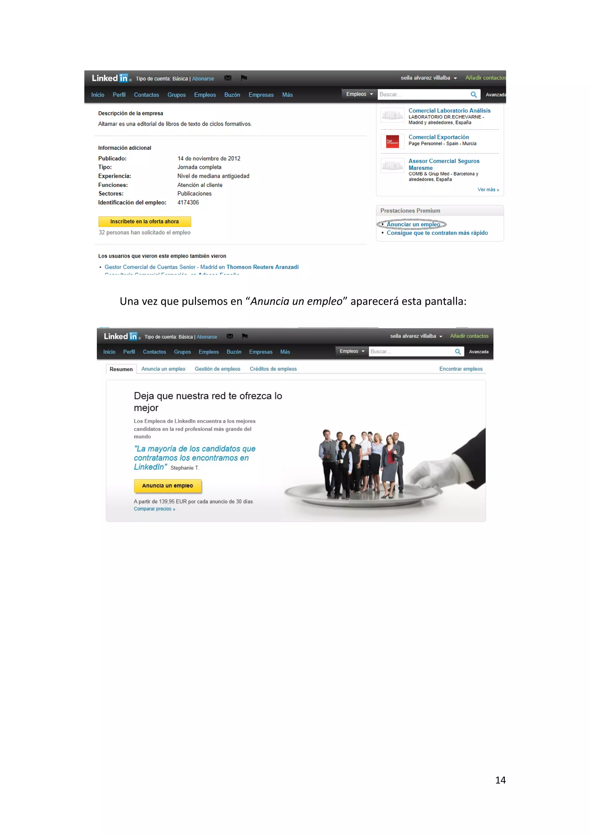 Una vez que pulsemos en “Anuncia un empleo” aparecerá esta pantalla:




                                                                       14
 