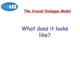 What does it looks
like?
The Crucial Dialogue Model
 