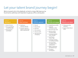 Let your talent brand journey begin!
We’ve covered a lot in this playbook, so here’s a recap. We hope you’ve
found some us...