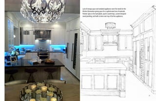 Lack of storage space and outdated appliances were the needs for this
     Kitchen Renovation giving space for a sophisticated mix of materials.
     Painted glass in the backsplash, quarts countertops, custom designed
     wood paneling, and built-in doors over top of the line appliances.




20                                                                           21
 