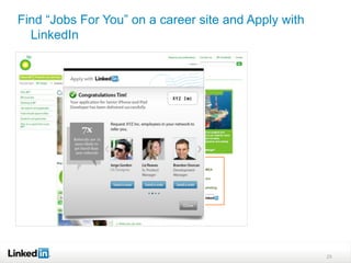 Find “Jobs For You” on a career site and Apply with
  LinkedIn




                                                      25
 