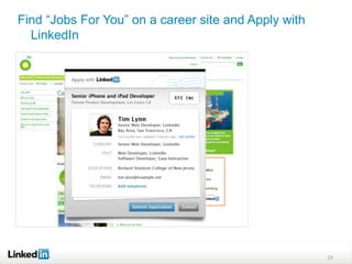 Find “Jobs For You” on a career site and Apply with
  LinkedIn




                                                      25
 