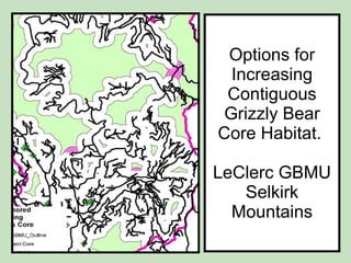 Options for Increasing Contiguous Grizzly Bear Core Habitat.  LeClerc GBMU Selkirk Mountains 