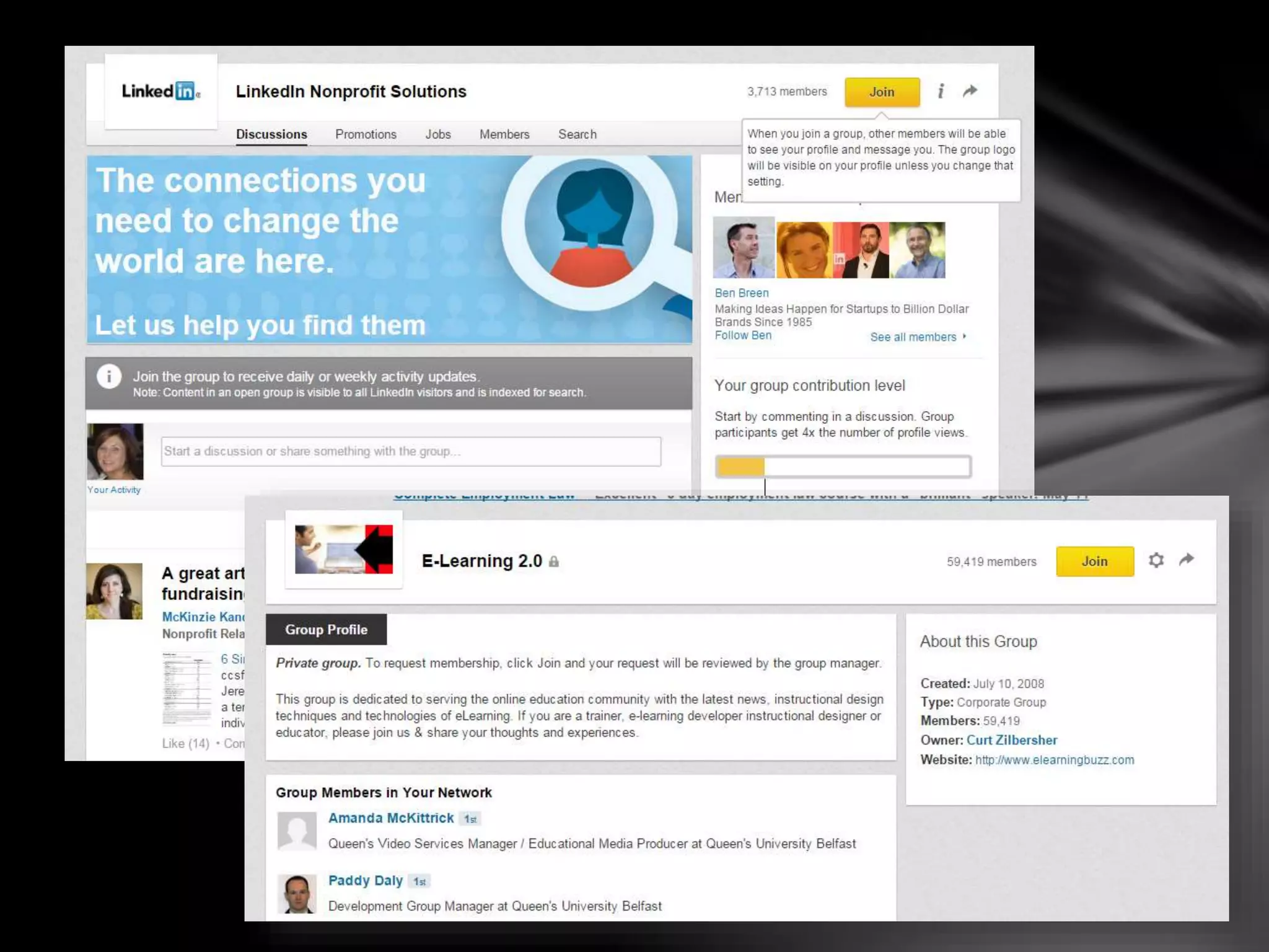 Try the search box
Search for
friends/colleagues
or for a company
and send a
connection
request to anyone
you would like to
connect with
 