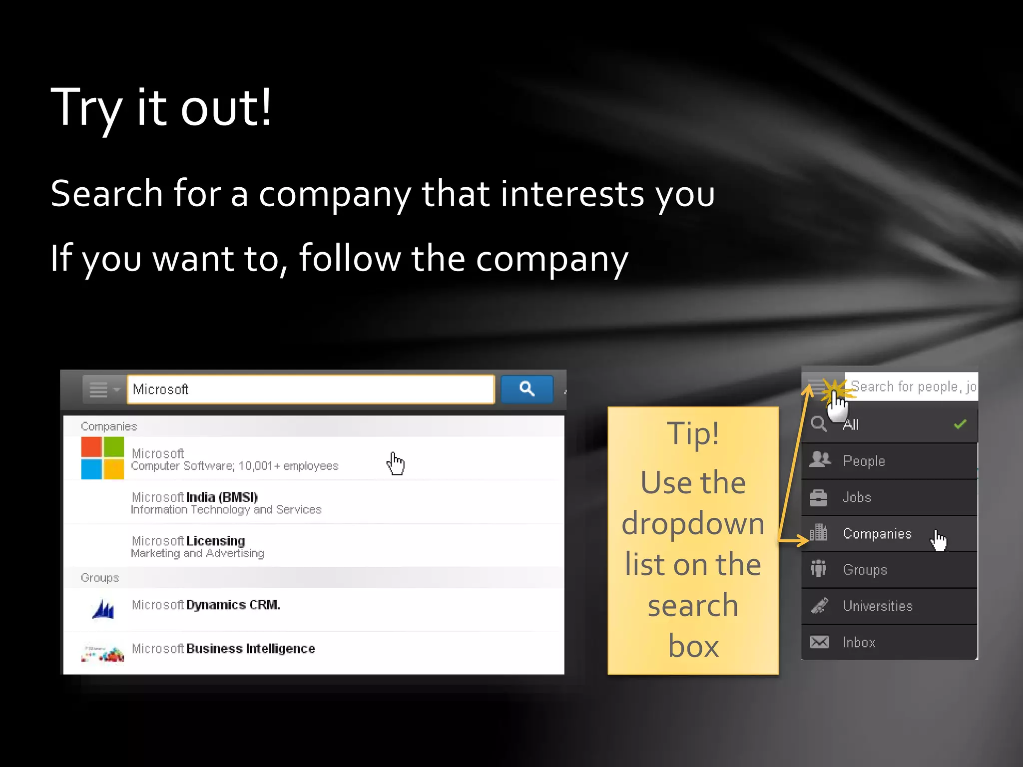 Endorsements
Can endorse connections for skills you
recognise
Your endorsement will appear on their profile
You will receive a notification if a connection
endorses one of your skills
 