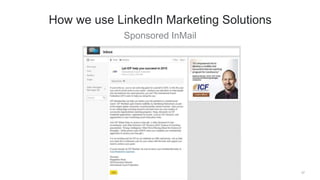 How we use LinkedIn Marketing Solutions
38
Sponsored Updates
 