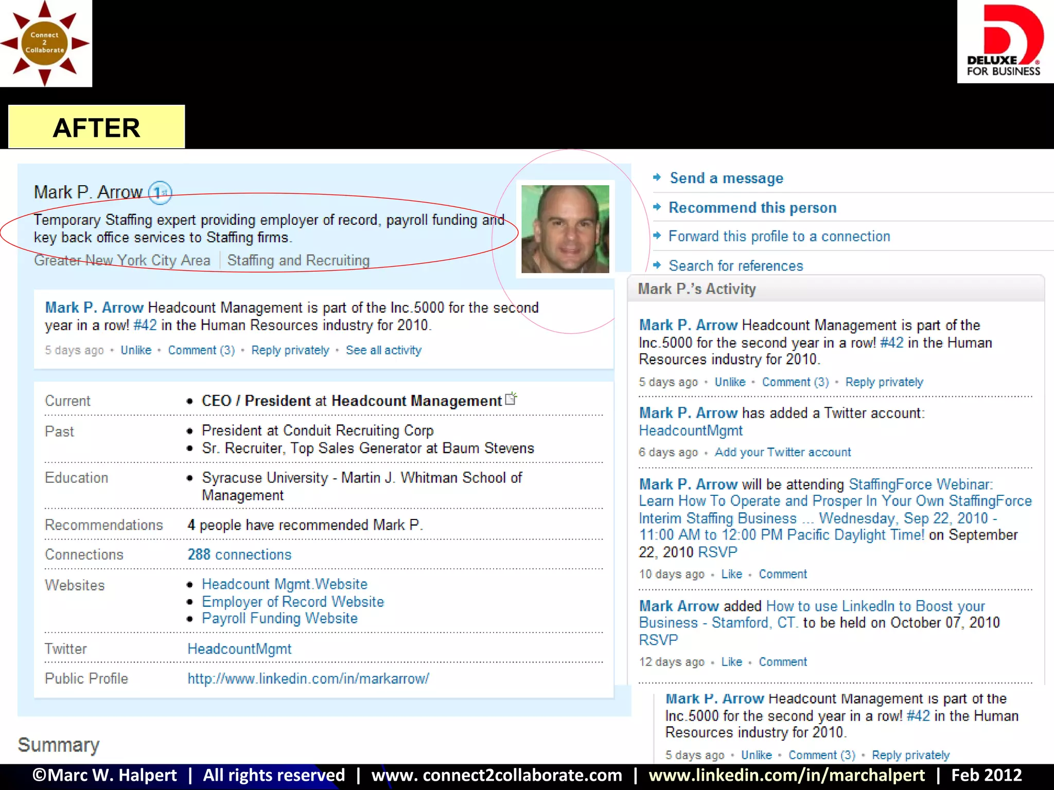 AFTER




©Marc W. Halpert | All rights reserved | www. connect2collaborate.com | www.linkedin.com/in/marchalpert | Feb 2012
 