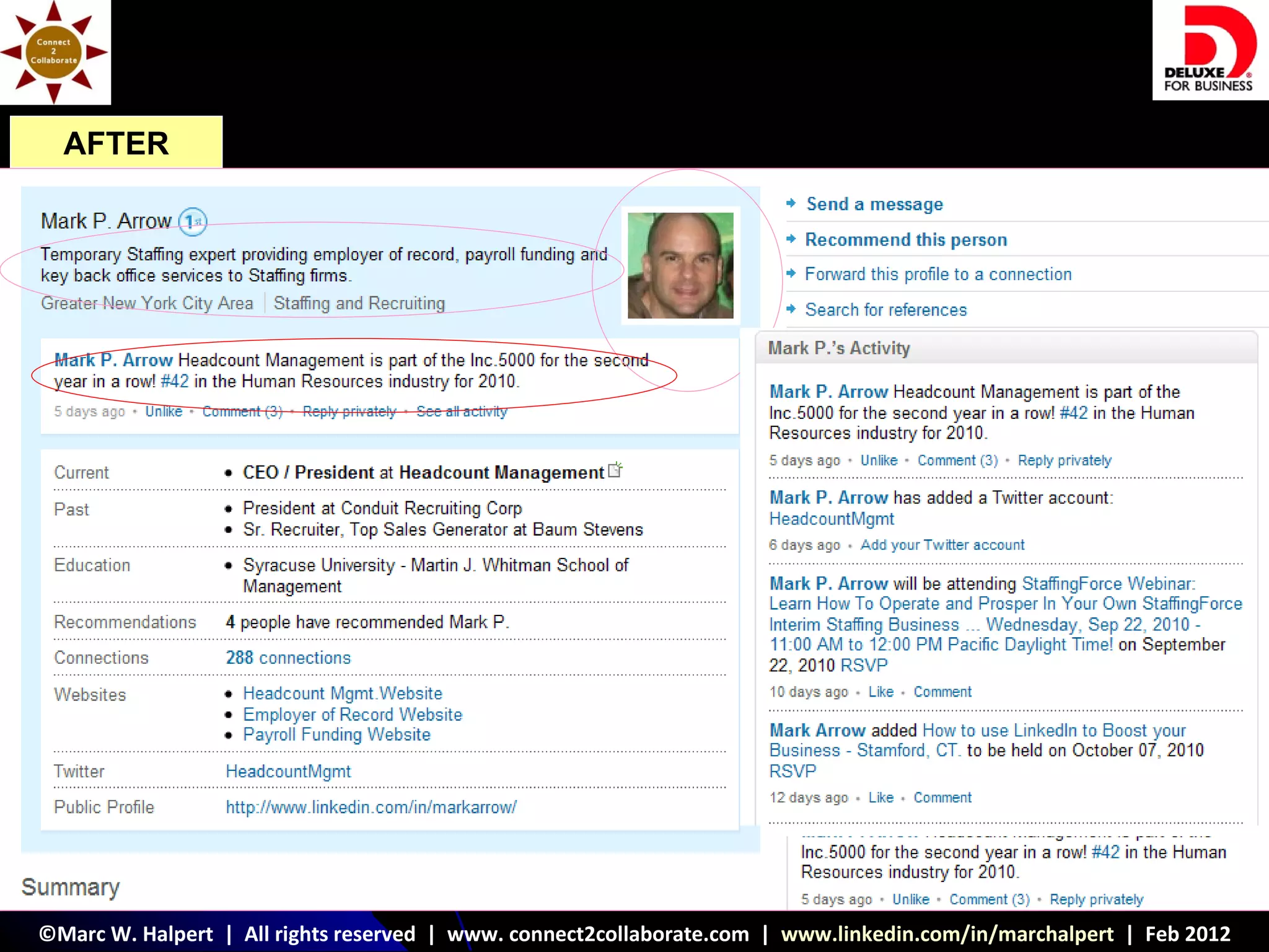 AFTER




©Marc W. Halpert | All rights reserved | www. connect2collaborate.com | www.linkedin.com/in/marchalpert | Feb 2012
 