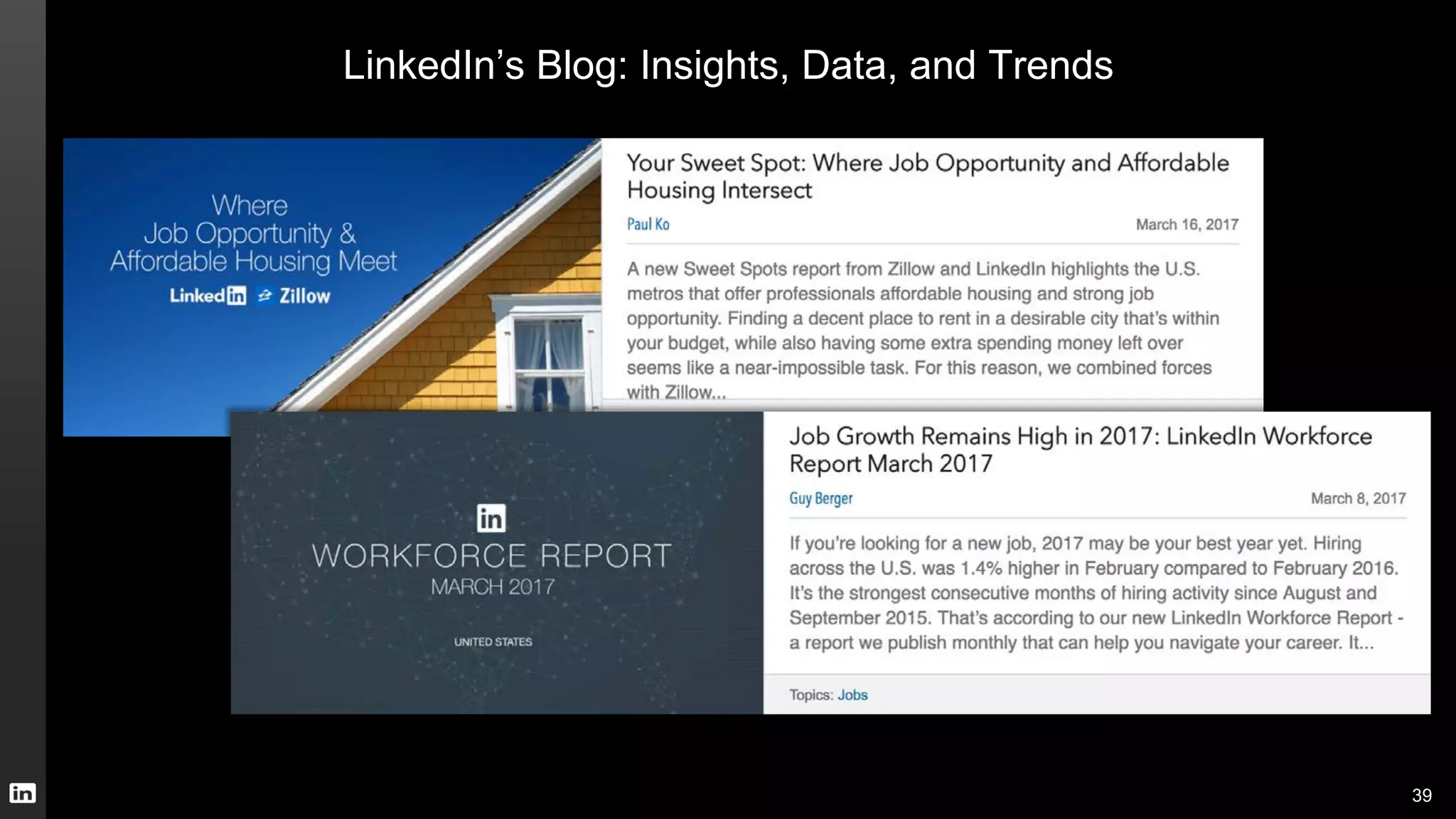LinkedIn’s Blog: Insights, Data, and Trends
39
 