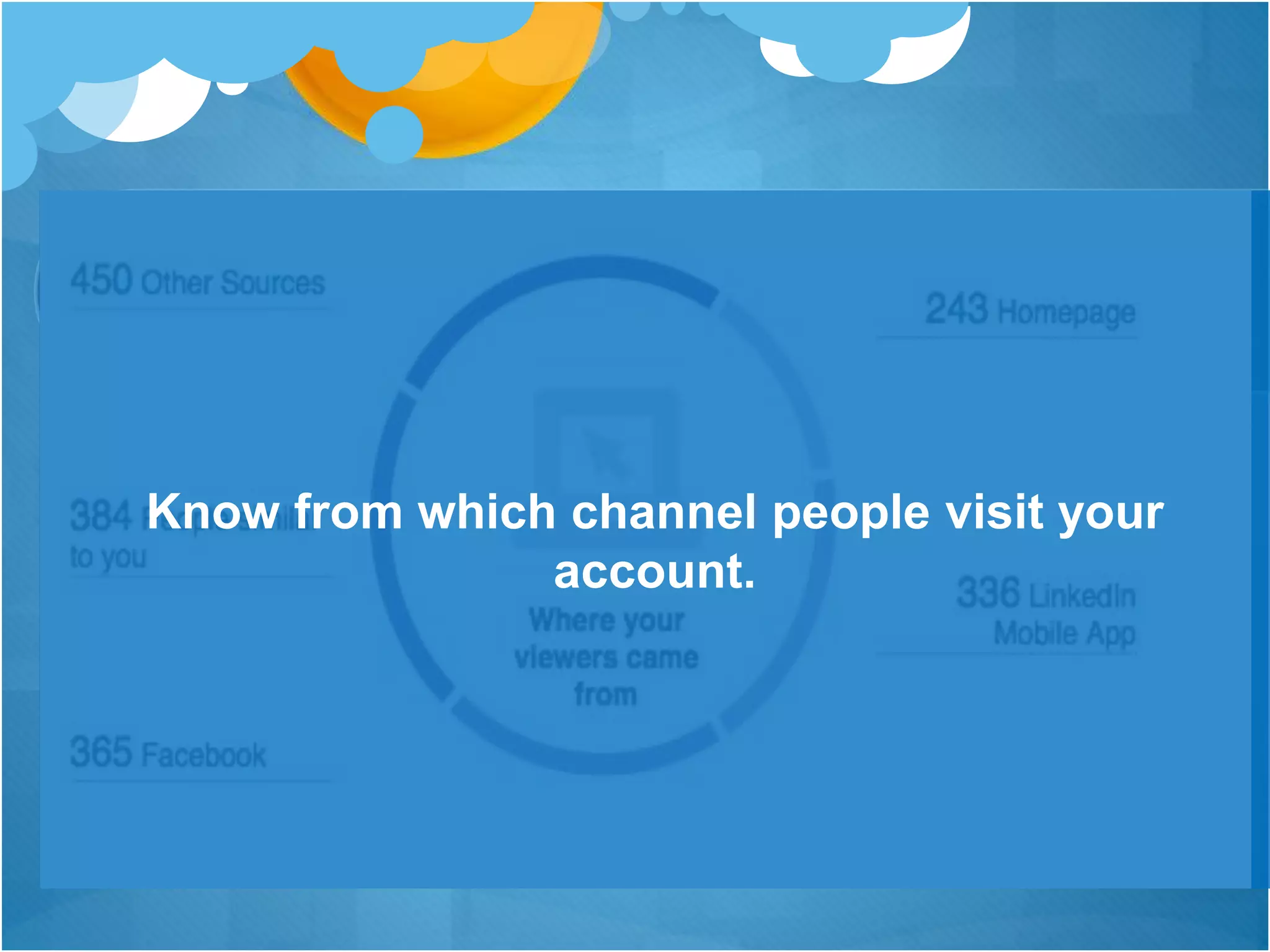 Know from which channel people visit your
account.
 