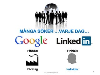 FINNER
Företag
FINNER
Individer
MÅNGA SÖKER …VARJE DAG…
© LinkedInexpert.se
5
 