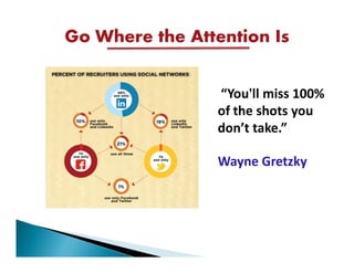 Go Where the Attention Is


                 “You'll miss 100%
                 of the shots you
                 don’t take.”

                 Wayne Gretzky
 
