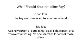 LinkedIn Good Ideas & Bad | PPTX