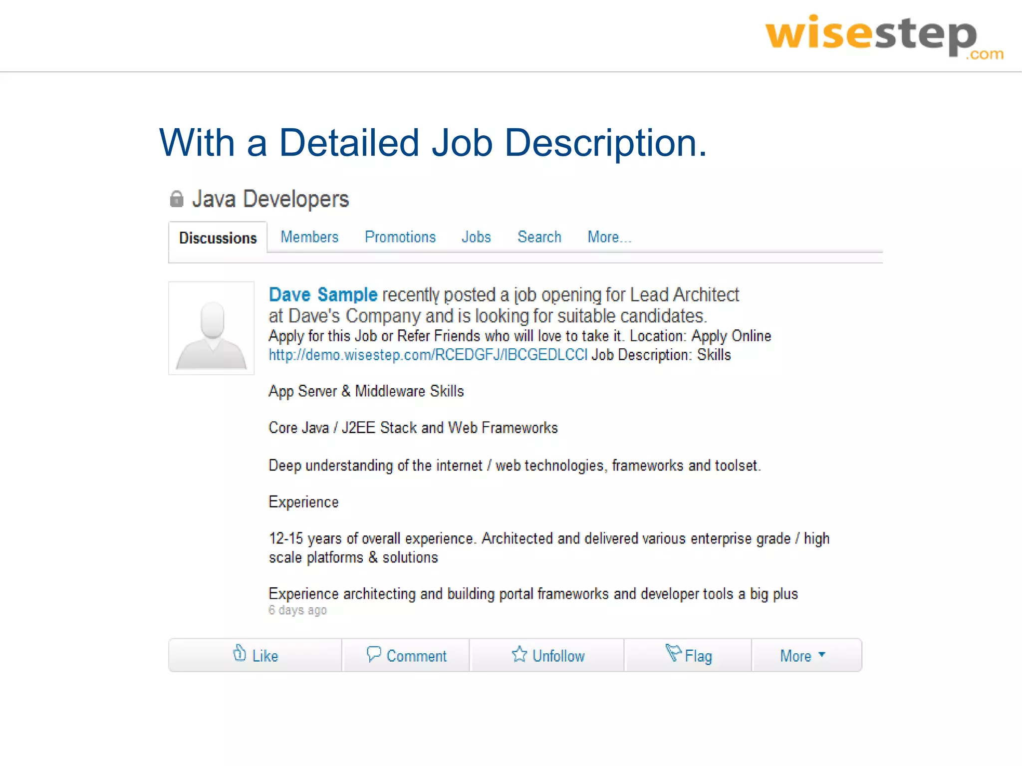 With a Detailed Job Description.
 