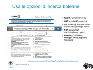 www.gruppolen.it
13 regole utili per setup
http://www.slideshare.net/fparviero/social-mediaweekroma-20140923
 