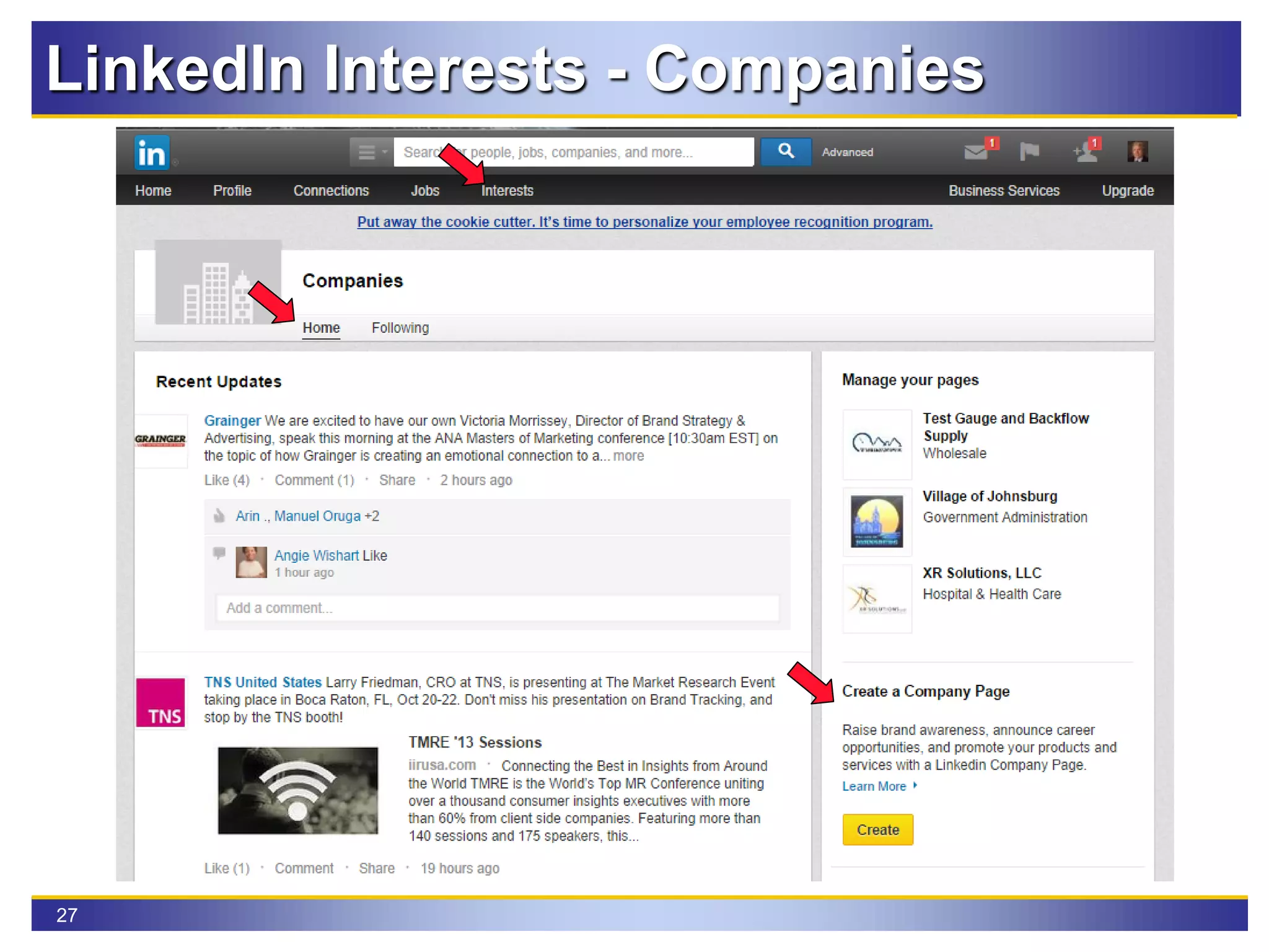 27
LinkedIn Interests - Companies
 