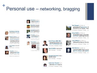 +
    Personal use – networking, bragging
 