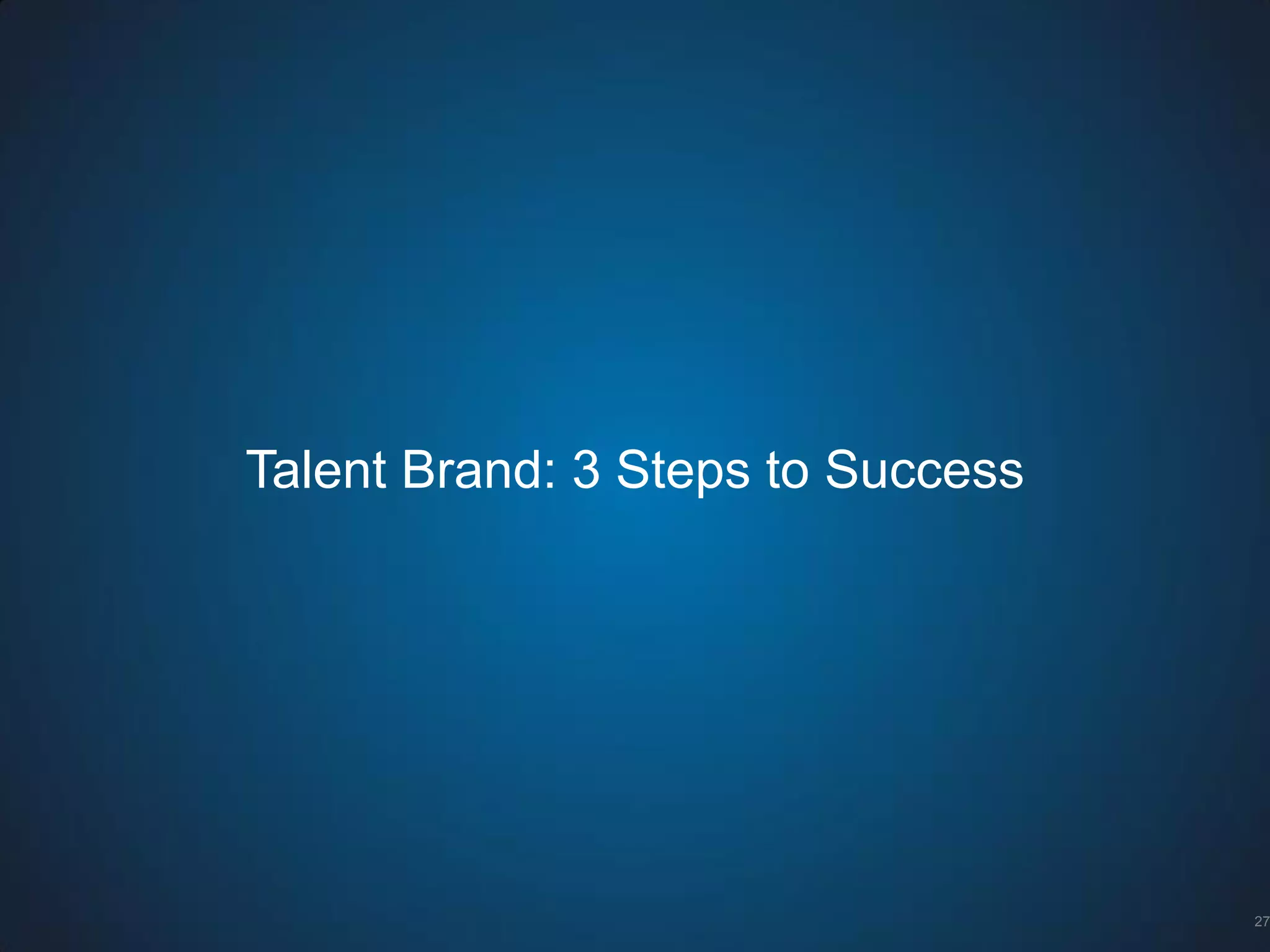 Talent Brand: 3 Steps to Success
27
 
