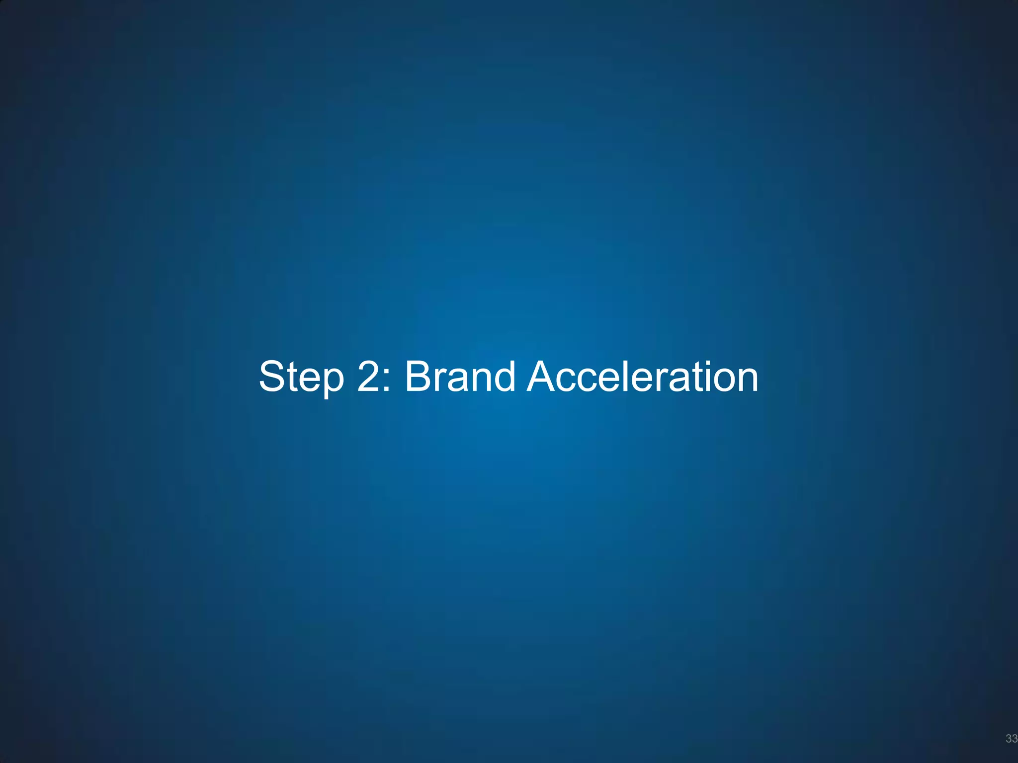 Step 2: Brand Acceleration
33
 
