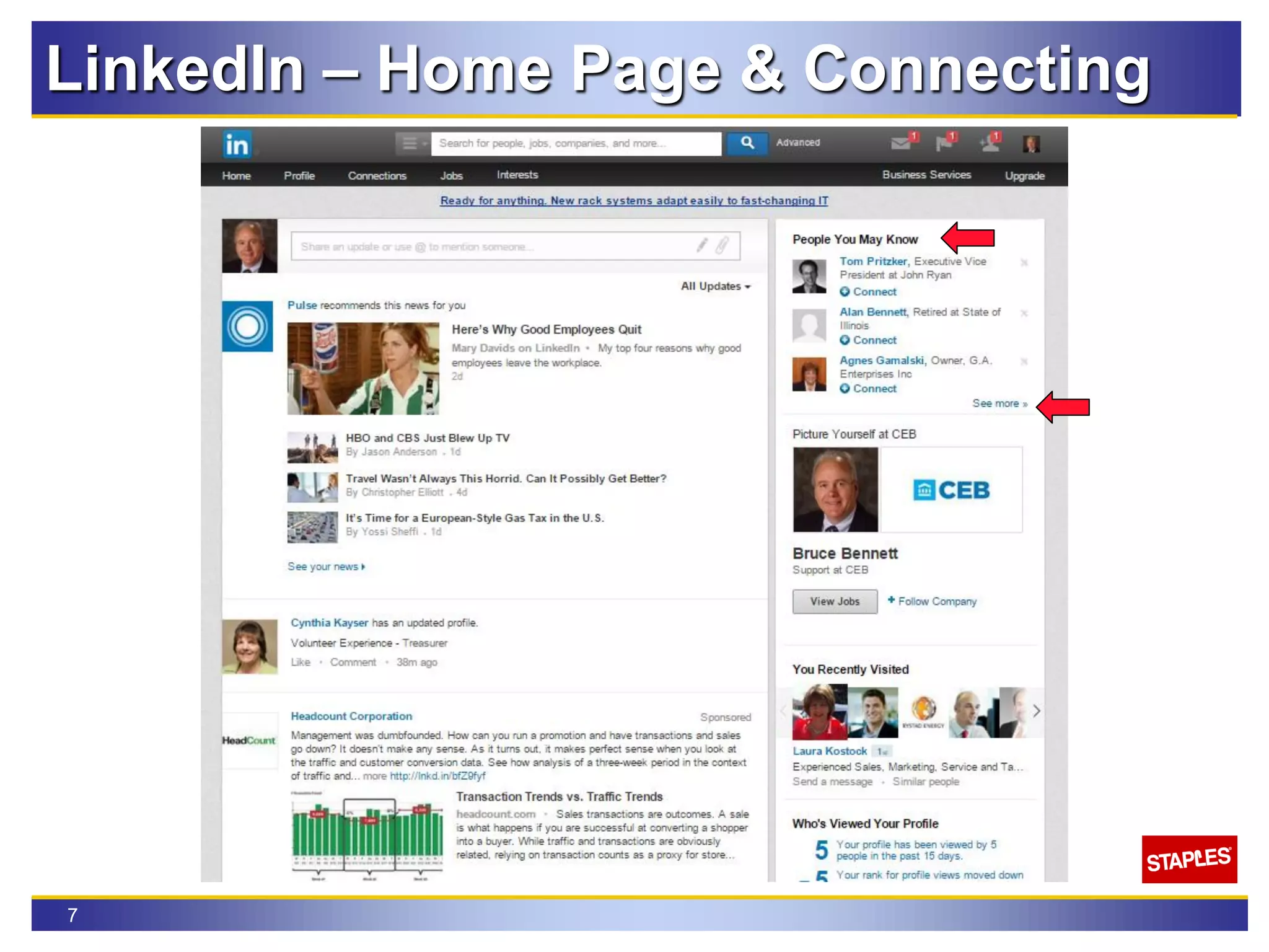 7
LinkedIn – Home Page & Connecting
 