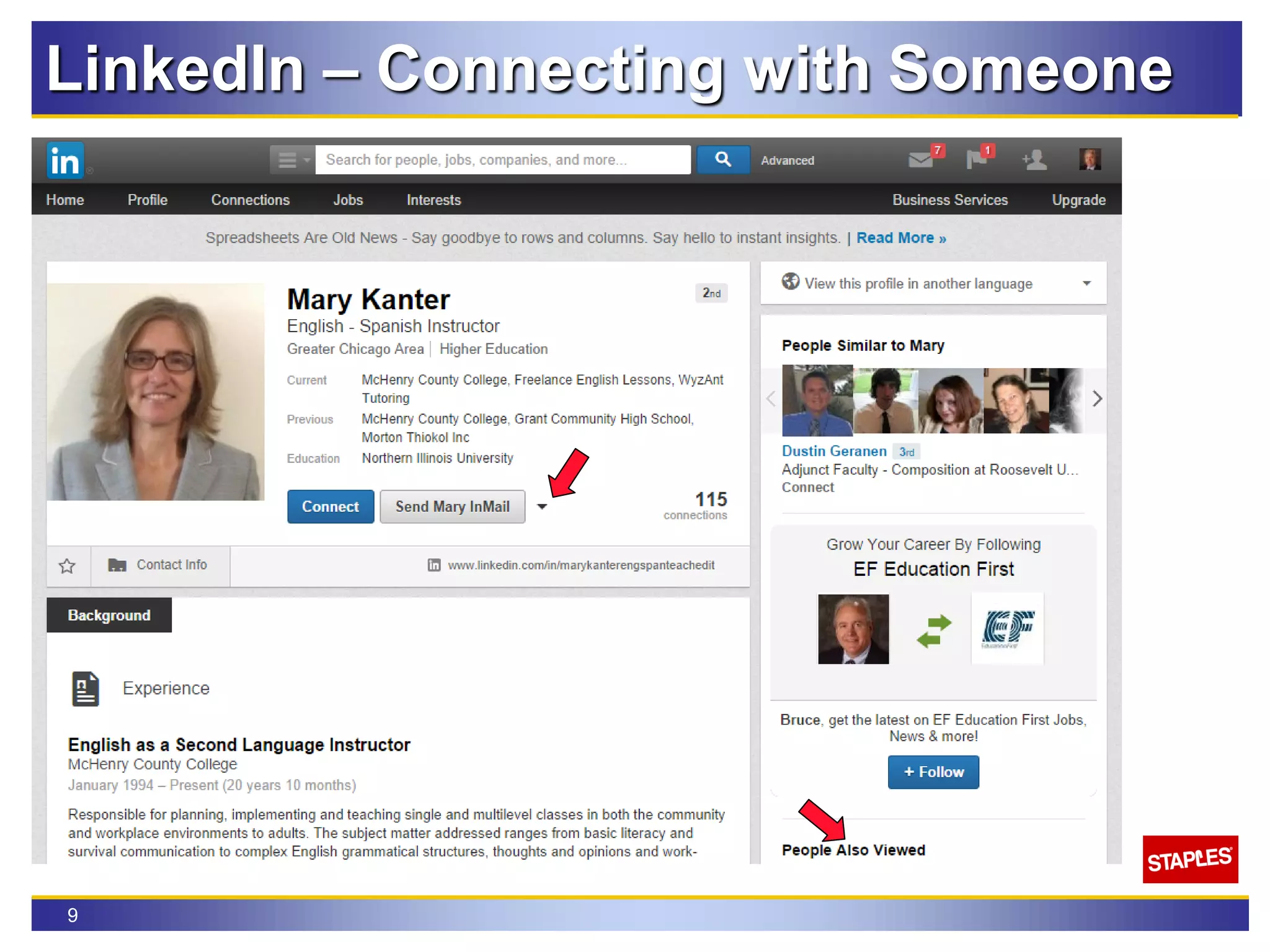 9
LinkedIn – Connecting with Someone
 