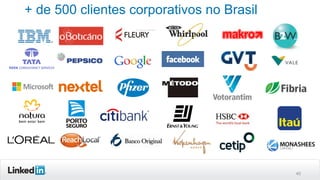 + de 500 clientes corporativos no Brasil
40
 