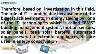 ROLE OF INFORMATION TECHNOLOGY IN ENERGY CONSERVATION | PPTX