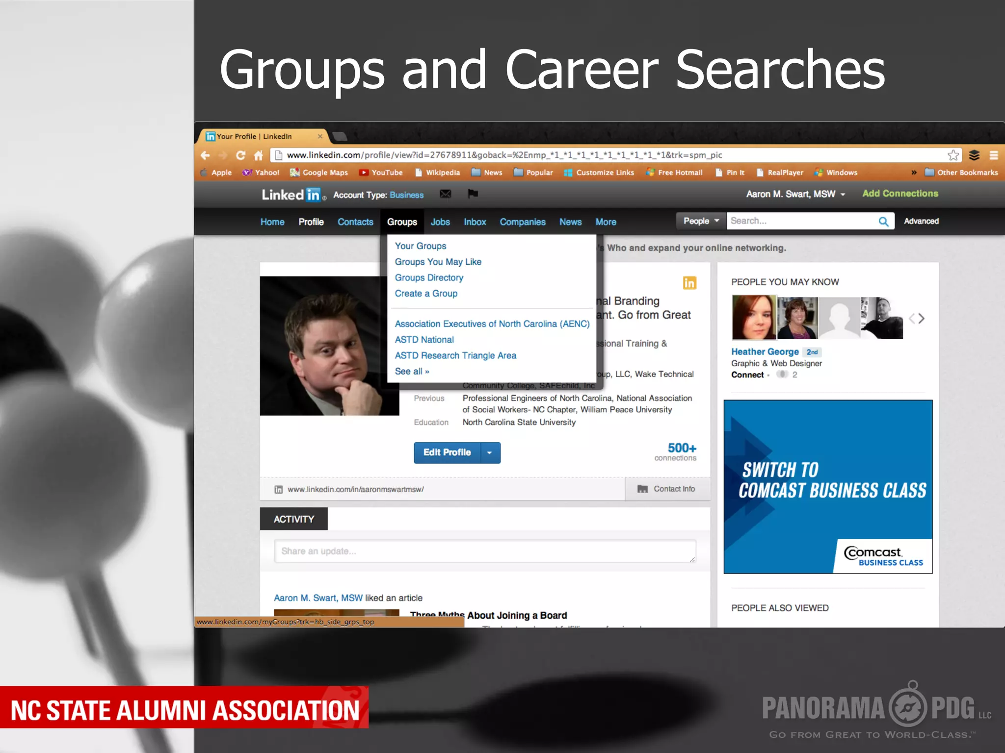 Groups and Career Searches
 