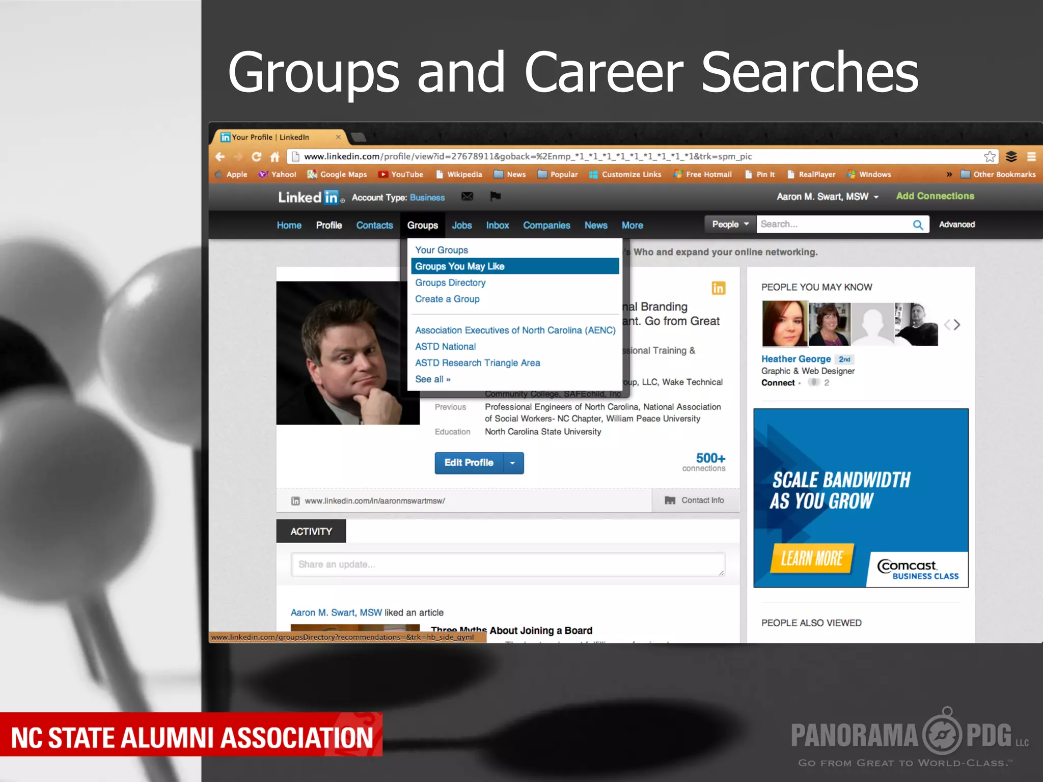 Groups and Career Searches
 