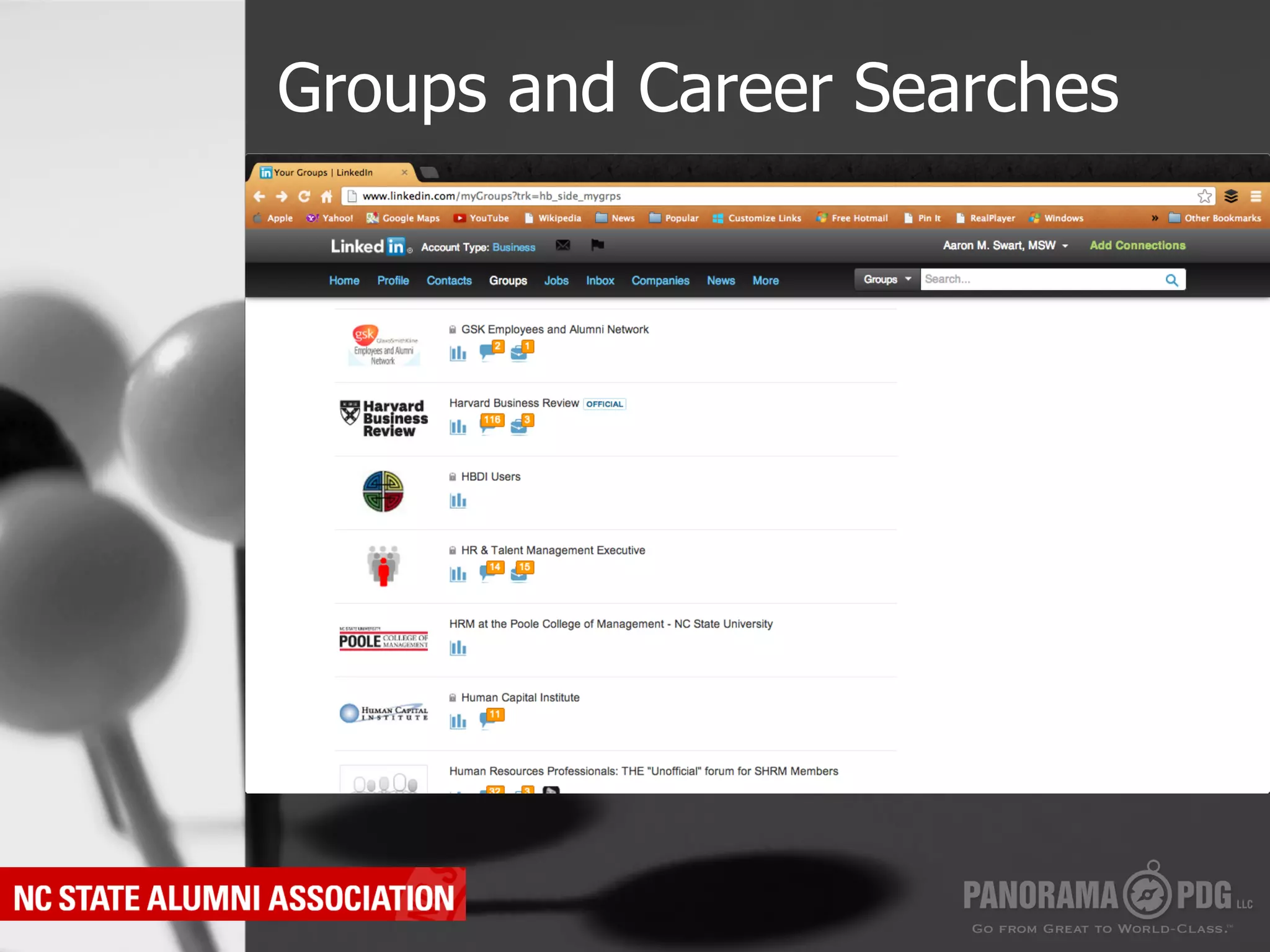 Groups and Career Searches
 
