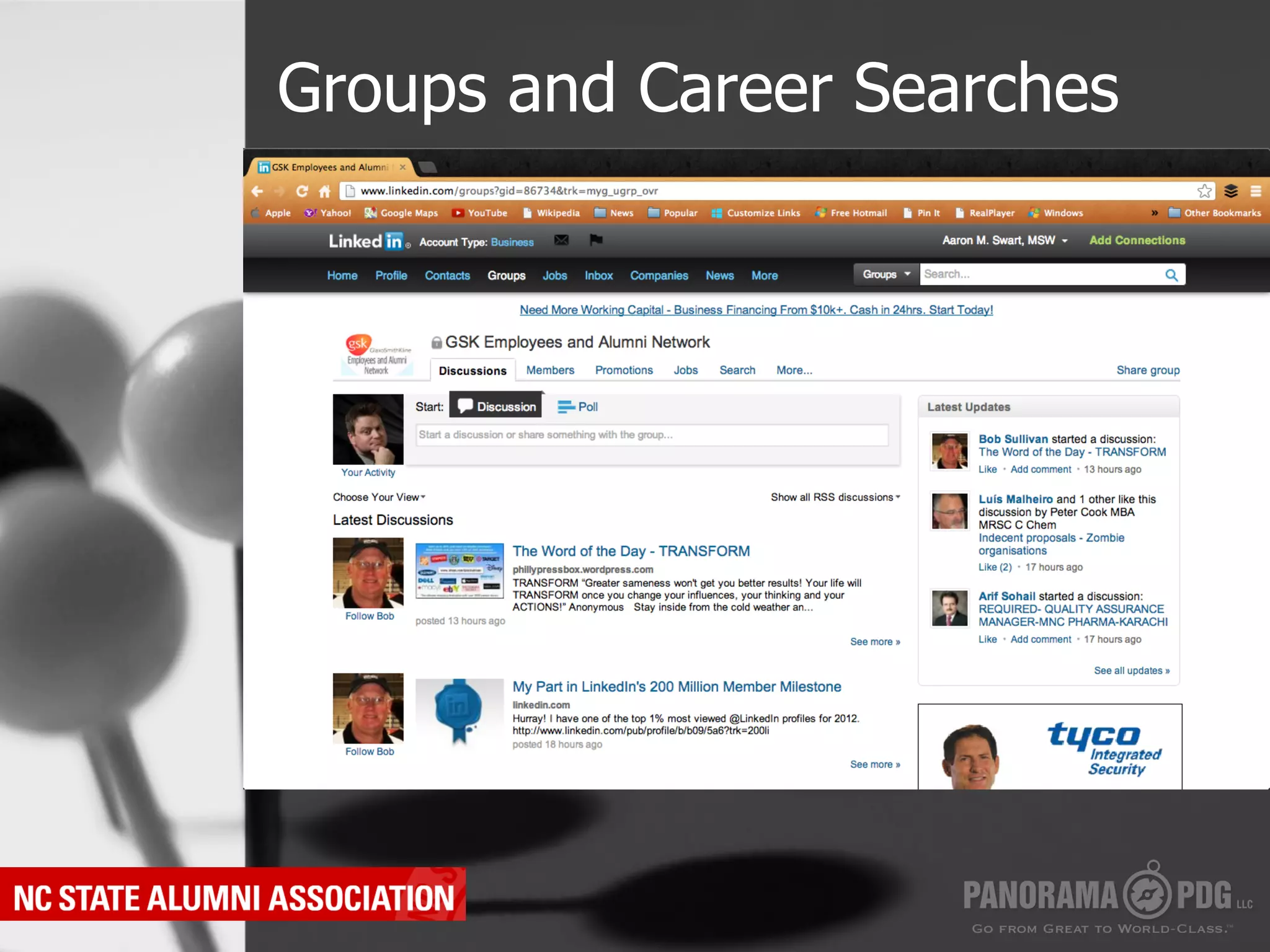 Groups and Career Searches
 