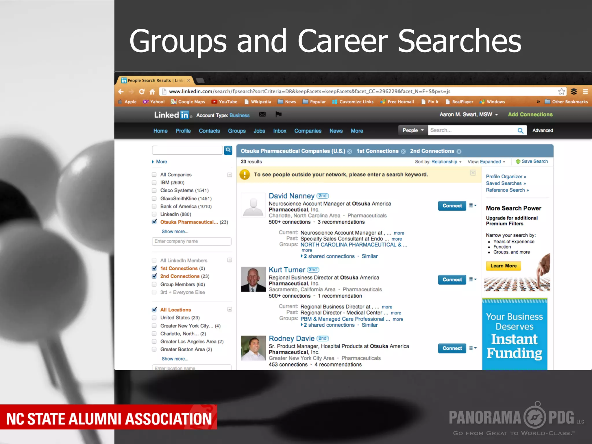 Groups and Career Searches
 