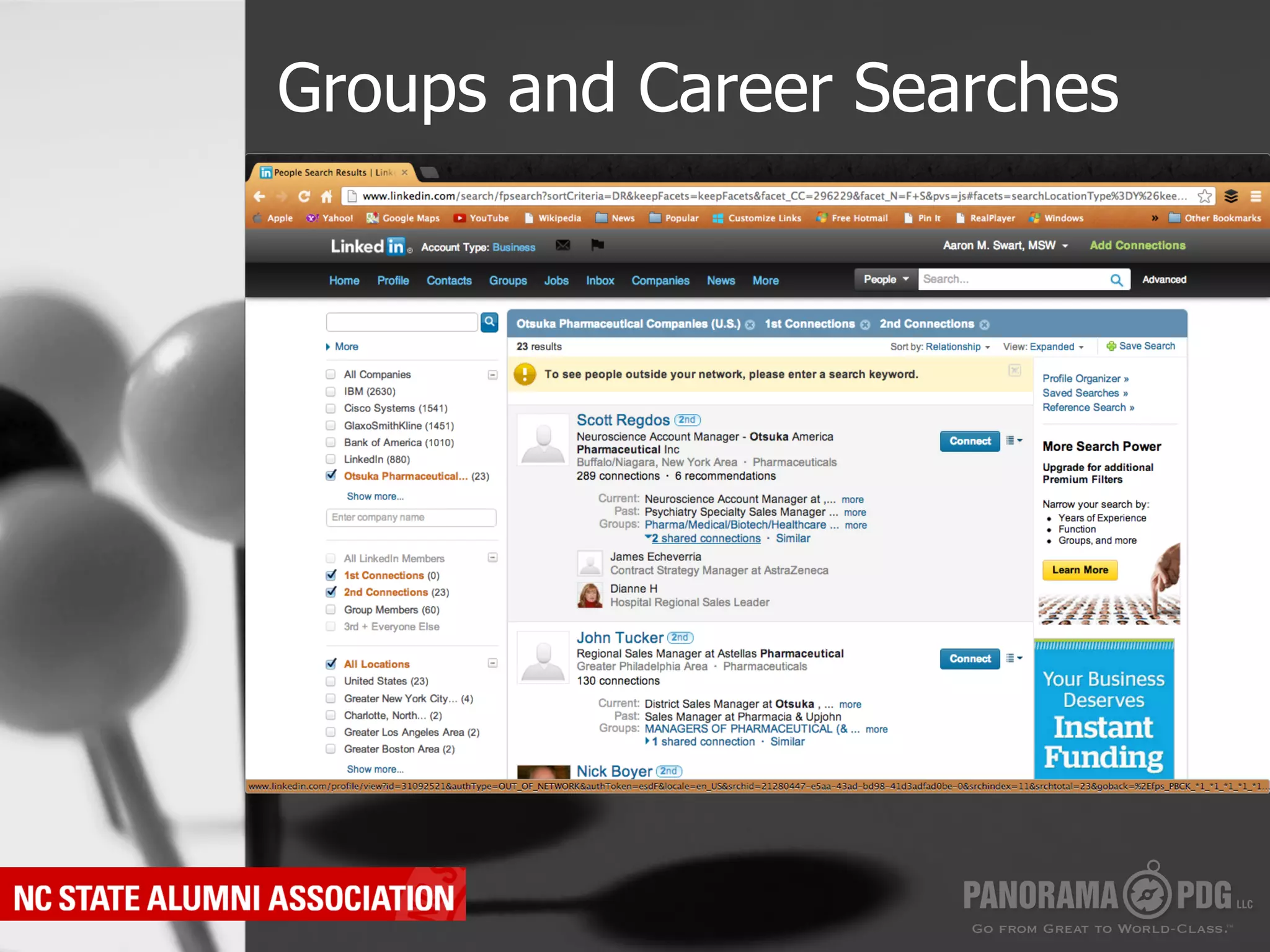 Groups and Career Searches
 