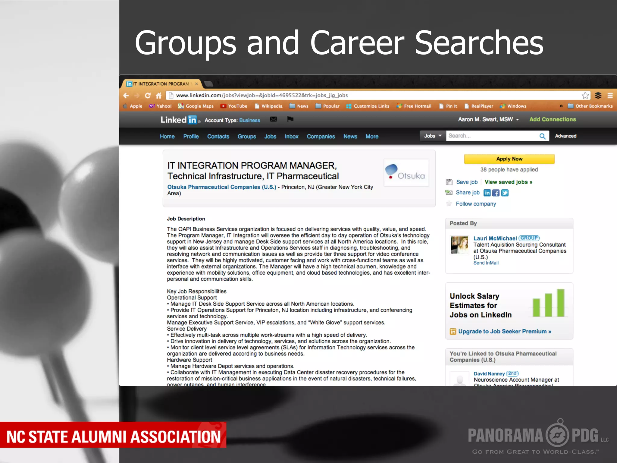 Groups and Career Searches
 