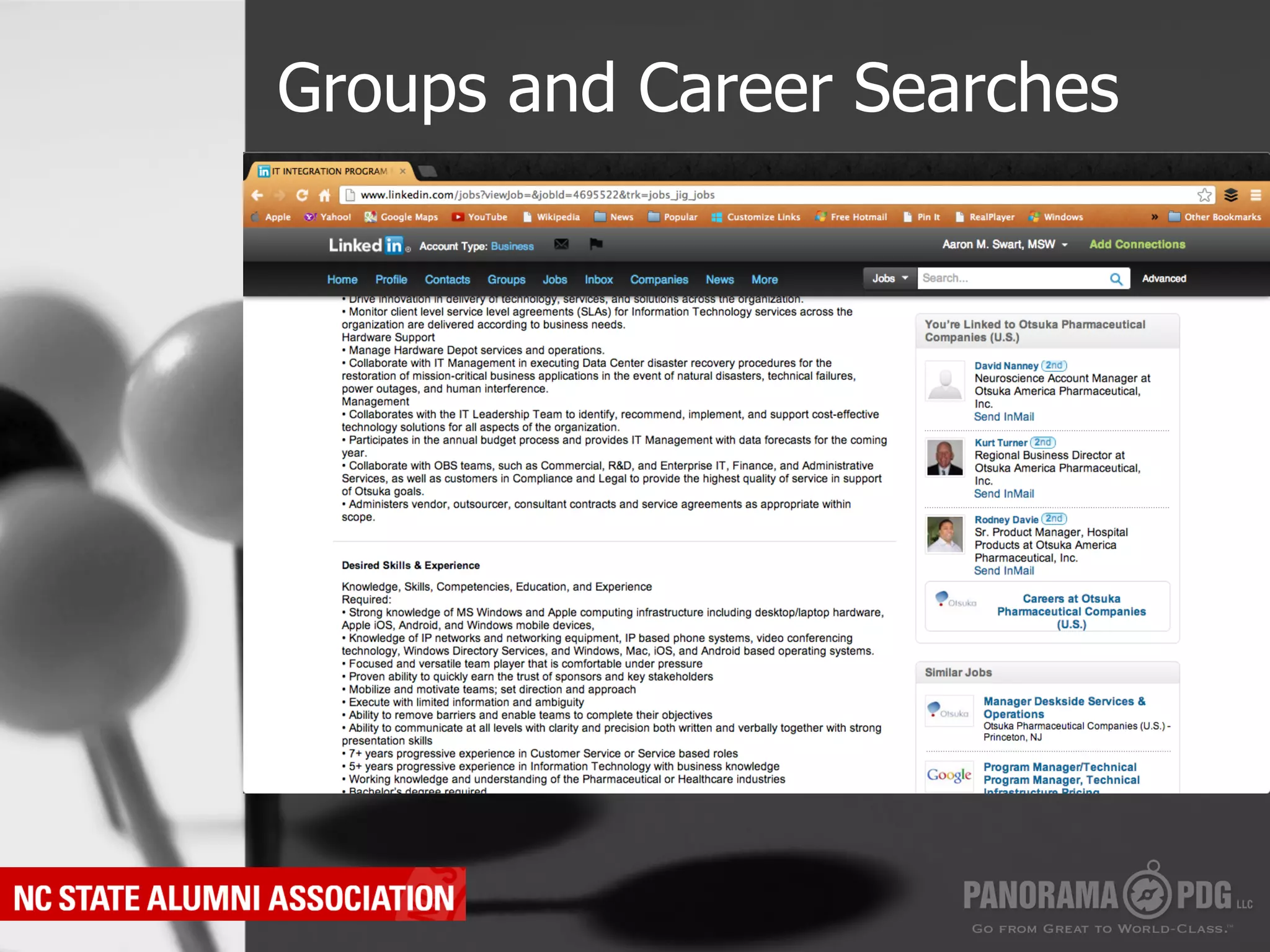 Groups and Career Searches
 