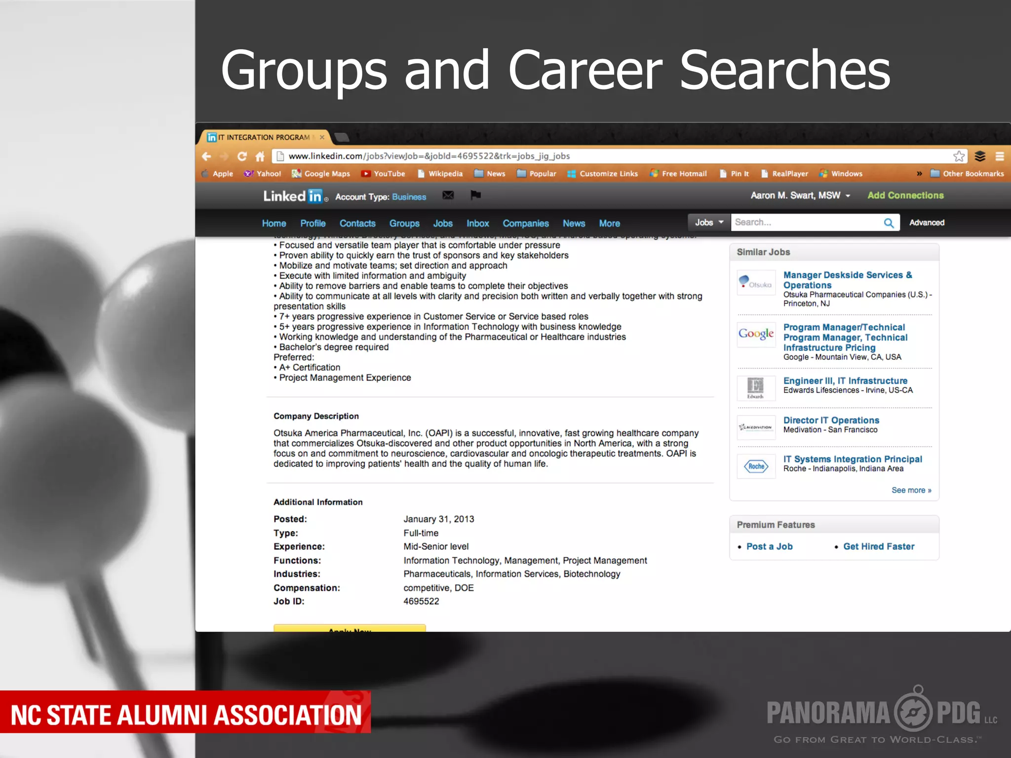 Groups and Career Searches
 