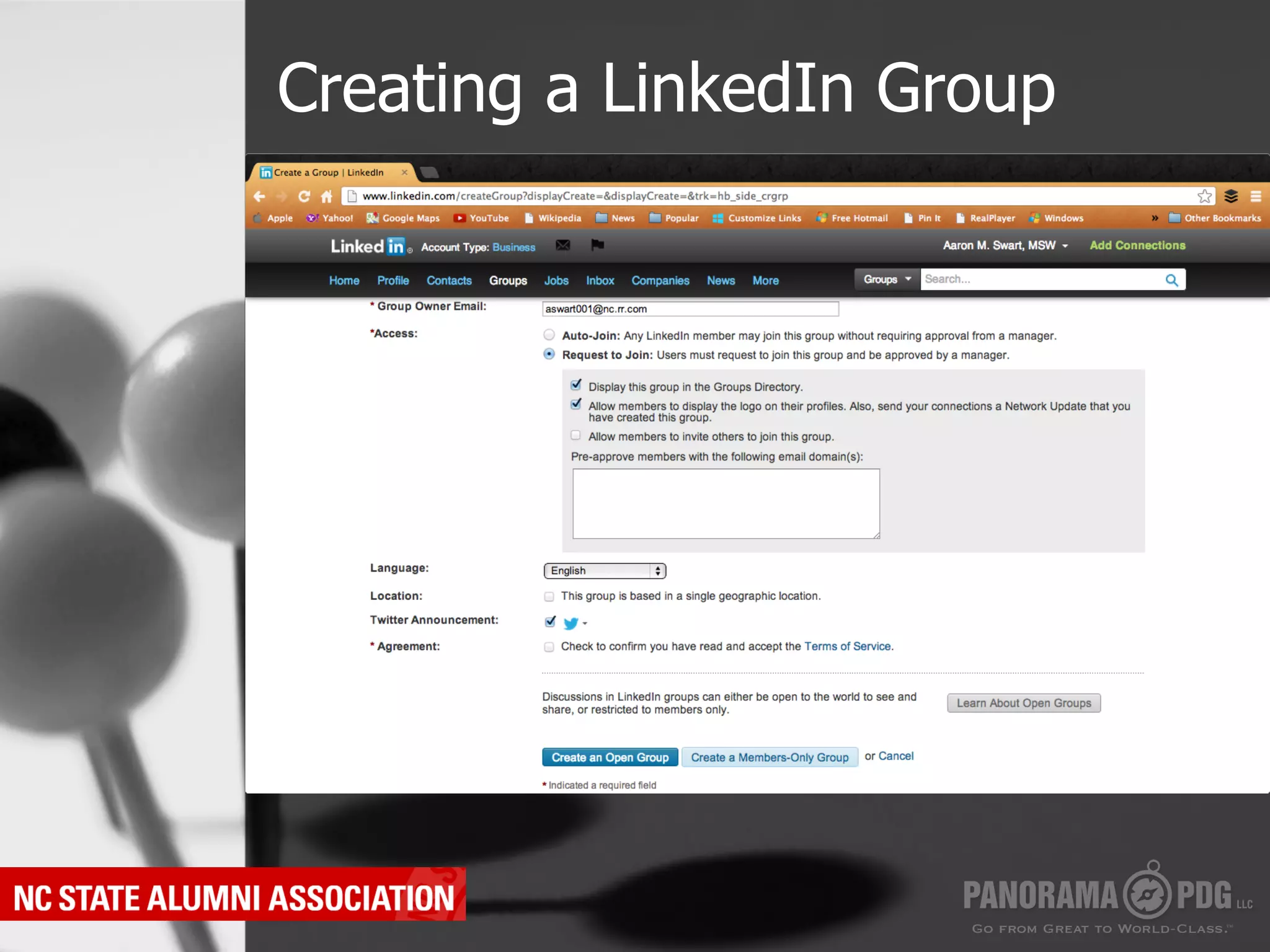 Creating a LinkedIn Group
 
