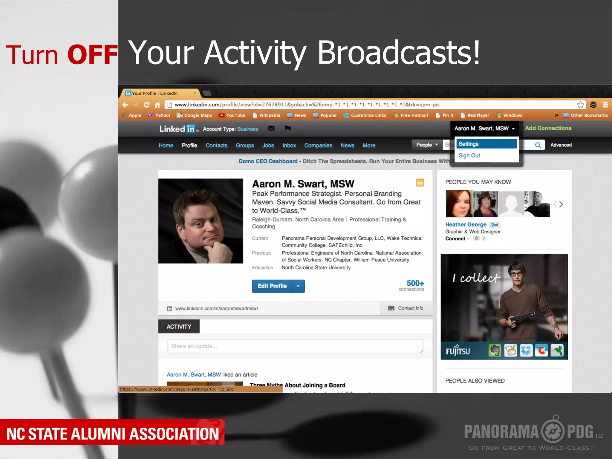 Turn OFF   Your Activity Broadcasts!
 