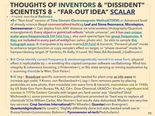 linkedin.com/in/newnatureparadigm - Ben Rusuisiak, Vancouver BC, Canada 73
SCIENCE-ACCEPTED
“SUPER LOW COST” TECH: HYDRO 3
• ->>cont: ■ Hydro/Tidal/Wave:
• •4 Non Turbine, highly scalable, low speed workable: Vortex shedding oscillation
VIVACE Vortex (Bernistas),
• Electroactive Polymer Artiﬁcial Muscle/Dielectric Elastomers electric generation
on any moving water(Kornblush+),
• Nano Fibre Piezomaterial use(Huifang Xu+), Also combo of Piezo &
Triboelectricity recovery for doubled effectiveness: contact electriﬁcation of water
with PDMS ﬁlm with patterned pyramid array(Zhong Lin Wang et al)(p20-23 ):
Tribo methods recover electricity by liquid contacting and moving on generator
surface(water is negativevly charged & device is positively charged).
• •5 Liquid pipe ﬂow electricity recovery 5-100KWh: Lucid Energy(Schlabach+),
Rentricity, Use of venturi to increase speed/energy harvest: HyPER(NR Prasad),
Hydroventuri(Geo Rochester): overunity like effect,
• •6 Also completely different far more efﬁcient mechanics system exists but
pseudoscience treatment due to use of "non-existent" effect or over unity
efﬁciency(p104): eg HHO OxyHydrogen gas use MHD power generation.
 