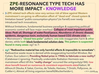 175
• -->> cont: TORSION ﬁeld effect generated by: 14-Mainstream approved
geometry phenomena is relation to torsion effect?:
eg3 monochromatic light can generate DC electrical currents with carbon
nanotube(cylinder with hexagon wall)(Mo Shapiro+), Graphene (hexagon) also
has thermoelectric response to light, Anomalous characters of helical
nanocoils: Self winding screw by microwave(Sei Motojima), 、
eg4 -Ultrasonic Consolidation (welding) frequency affected by geometry(J
Gilbert+), Metamaterials tunable by geometry/positioning, Many water related
examples: eg5 H2 generating non-sacriﬁcial “nano aluminium alloy” from
H2O(AW Castleman+),
• eg6 Hydrophobic graphene/carbon nanotube turns hydrophilic at Single layer
vs thicker, by UV-FIR wave irradiation, Extended Capillary action: Self-pumps/
sucks up water(& electricity generation) or molten metal with 130° extra angle
entry(S Hendy+), also Speed of water ﬂow is 1000times+ violation of Hagen–
Poiseuille equation /Fluid Dynamics “law”(Majumder+), Similar effects when
water is between two graphene sheets(And Geim+), Graphene conﬁned water
can phase change as ice form by electric ﬁeld strength(Guanghong Wei+):
Casimir effect link?, Also affects water molecule structure, or “sucks up ions”, -
>>cont:
THOUGHTS OF INVENTORS & “DISSIDENT”
SCIENTISTS -“FAR-OUT” TORSION 8
 