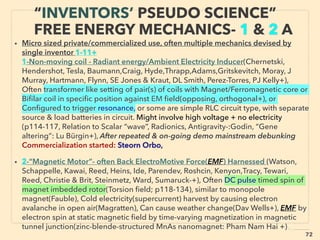 linkedin.com/in/newnatureparadigm - Ben Rusuisiak, Vancouver BC, Canada 72
SCIENCE-ACCEPTED
“SUPER LOW COST” TECH: HYDRO 2
• ->>cont: ■ Hydro/Tidal/Wave:
•3 Use of both wave surging & webbing for power: Greenwave Energy, Use of
highest & lowest point with in a set of wave scalable system:
MotorWave(Gambarota): also can work as a ﬂoating connected "trompe"s to
pump water to high land.
• Mainstream group supported unique wave energy RO water desalination device
or waterwheel power generator (Atmocean): works by high ﬂoating capacity
water surface buoy connected by vertically moving shaft to submerged ﬂoating
anchor(seaﬂoor unﬁxed) to function as water pressure pump as 15 or more
networked units. Inertial vertical axis above-water gyroscopic generator whose
rotation matches with wave oscillation frequency to create 50-100+% more
efﬁciency than most other wave generators(Aar Goldin, H Kanki - Hitachi Zosen+),
300-500% more efﬁciency than conventional wave power by Heart valve like
Phase-dumping control spring mechanism to match & amplify wave
motion(CorPower Ocean AB - NTNU): this anomalous claim is backed by sufﬁcient
vol of experimental results.
• No-moving parts wave: Reverse MagnetoStriction/Villari Effect use iMEC Oscilla
Power, Kutlo jp+): oscillating shape of ferromagnetic material generates time
variant magnetic ﬁeld to generate electricity -->>cont:
 